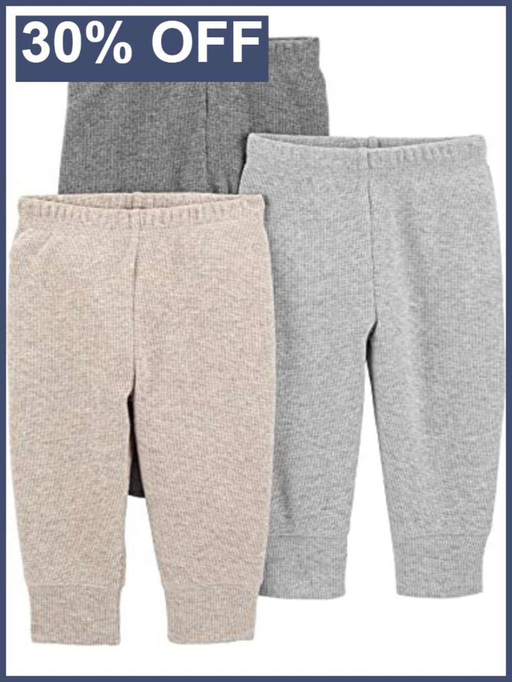 Baby 3 Pack Thermal Pants Pull On Cotton Stretchable